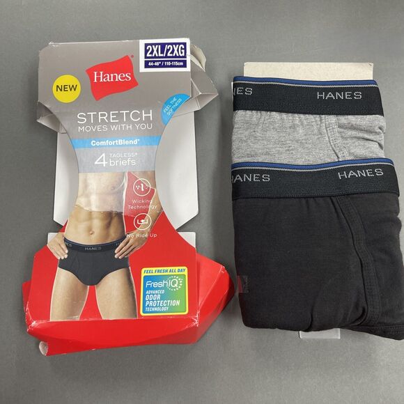 Hanes Men's Underwear Briefs Tagless 2XL 44/46 Comfort Blend Gray Black Lot of 2 - Picture 1 of 5